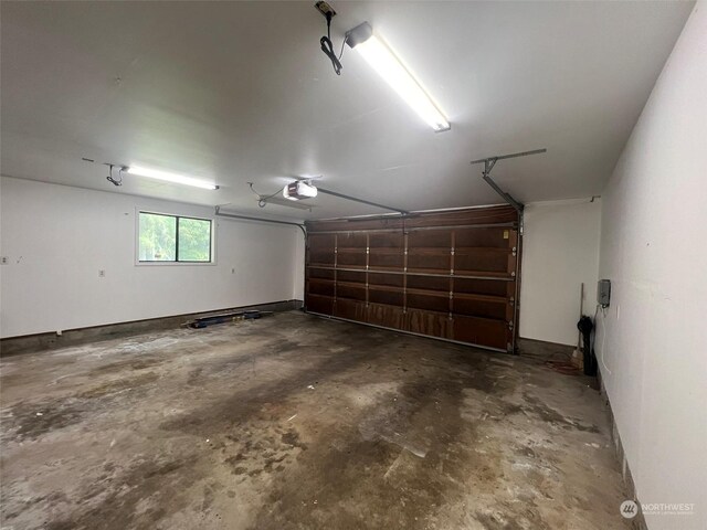 garage with a garage door opener