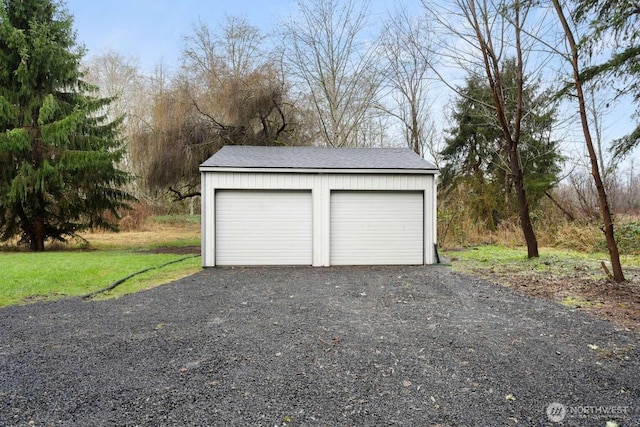 view of detached garage