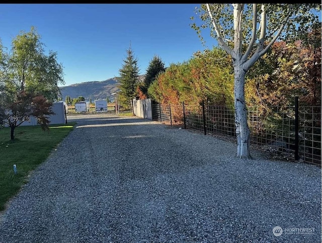 view of road with a mountain view