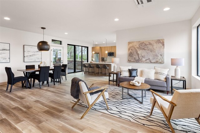 living room featuring light hardwood / wood-style flooring