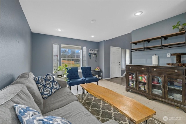 view of tiled living room