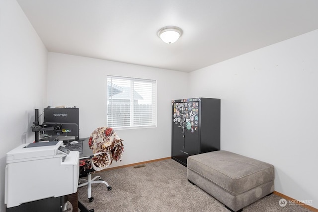 view of carpeted office space