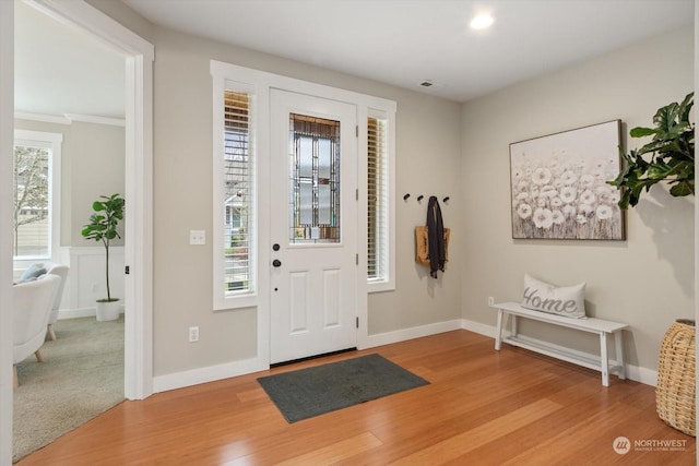 foyer featuring light wood-type flooring