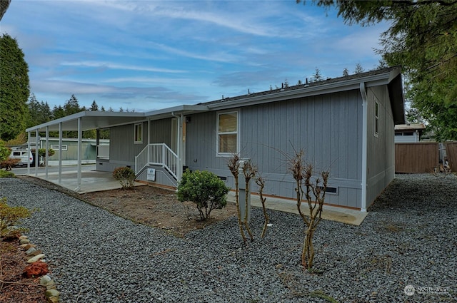 manufactured / mobile home featuring a patio area