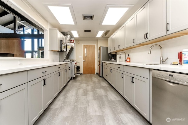 kitchen featuring sink, white cabinets, and stainless steel appliances