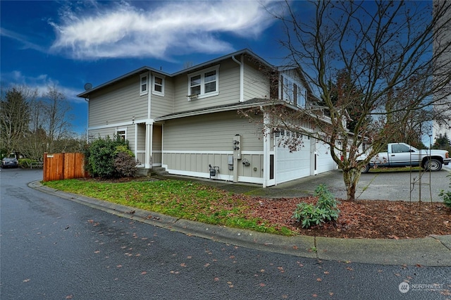 exterior space with a garage