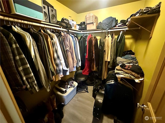 walk in closet featuring light hardwood / wood-style floors