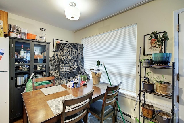 dining space featuring a baseboard radiator