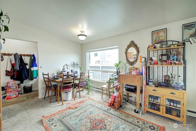 dining area with carpet