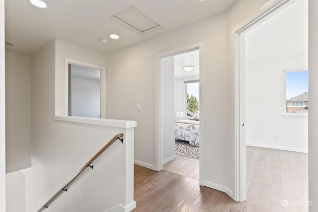 hall featuring light wood-type flooring