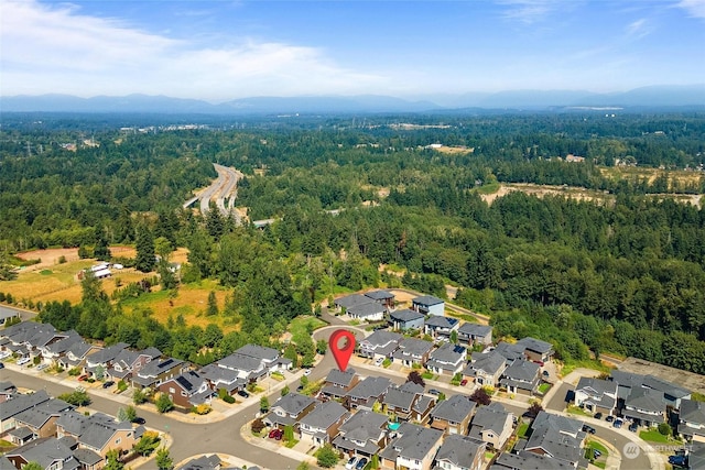 birds eye view of property featuring a mountain view