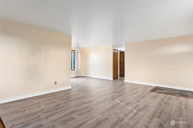 unfurnished room with light hardwood / wood-style floors