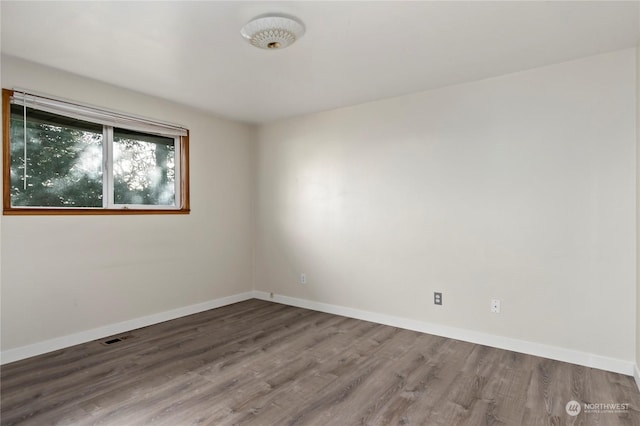 spare room featuring wood-type flooring