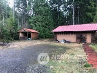 exterior space with a garage