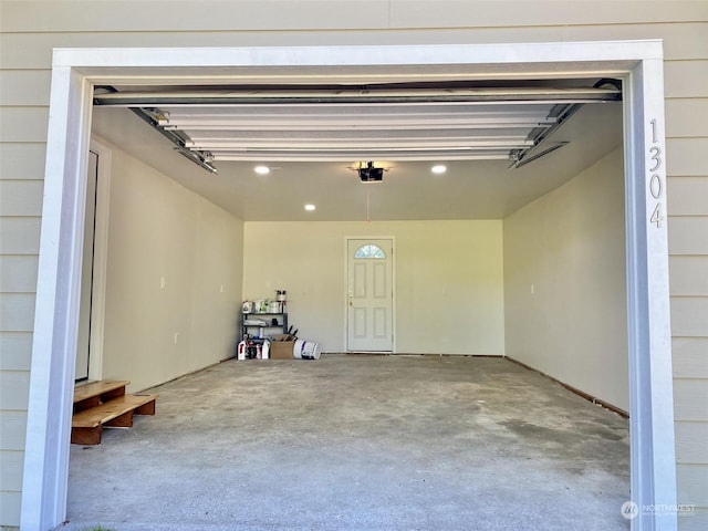 garage with a garage door opener