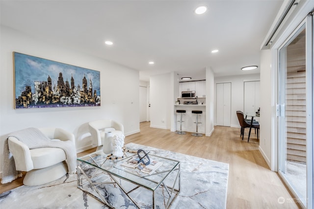 living room featuring light hardwood / wood-style floors