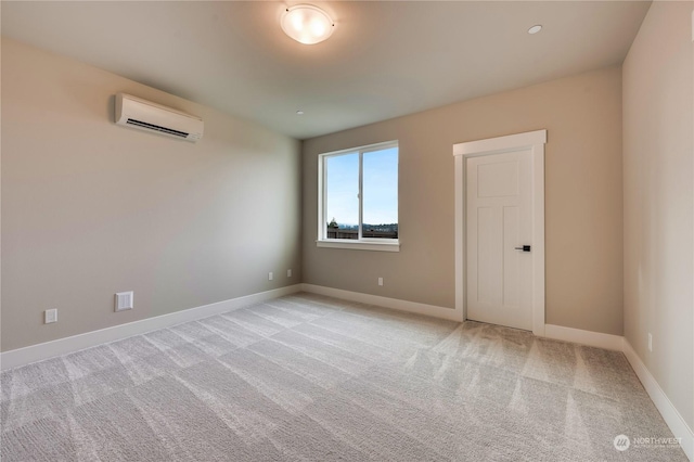 unfurnished room featuring light carpet and a wall mounted AC