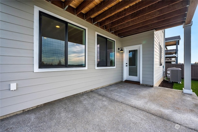 view of patio featuring central air condition unit