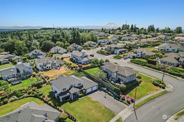 birds eye view of property with a mountain view