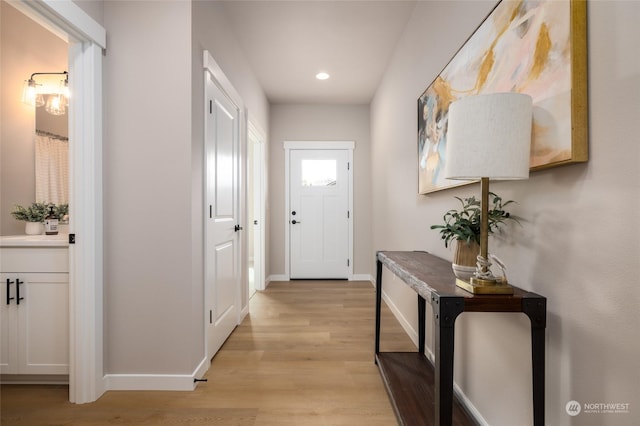 entryway featuring light wood-type flooring