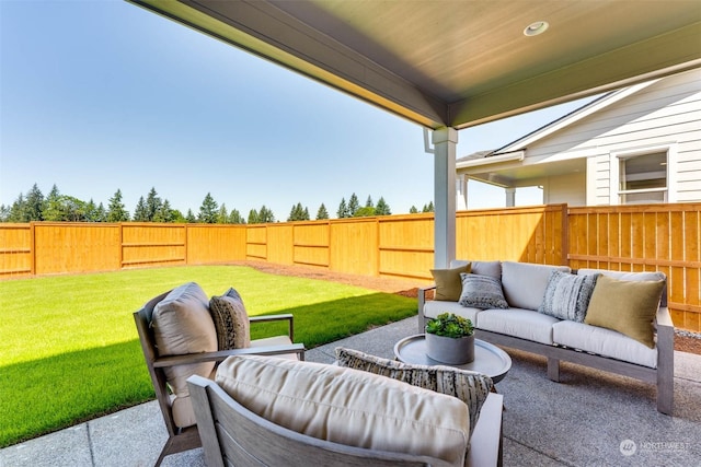 view of patio featuring an outdoor living space