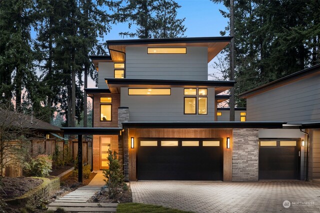 contemporary house featuring a garage