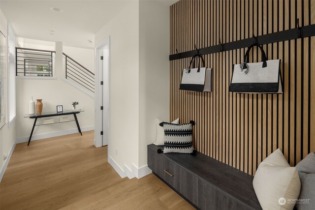 mudroom with light wood-type flooring