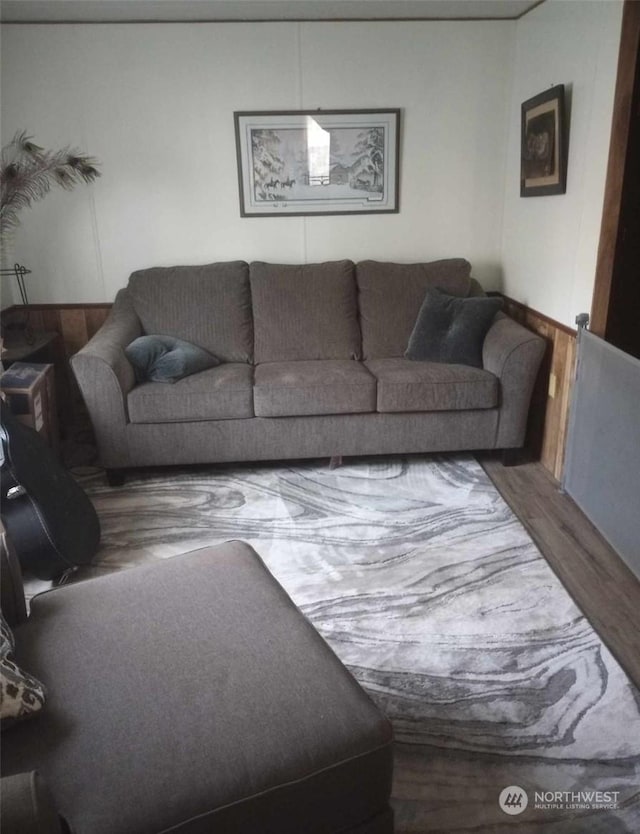 living room with hardwood / wood-style flooring