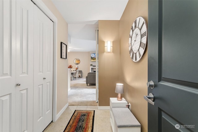 interior space featuring light tile patterned floors