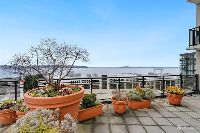 balcony with a water view