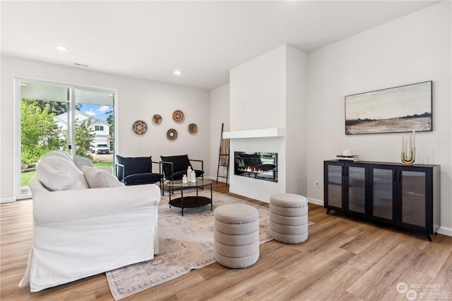 living room with light wood-type flooring