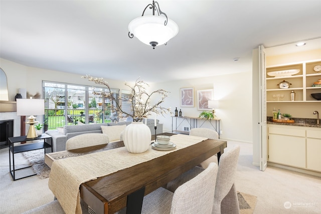 view of carpeted dining room