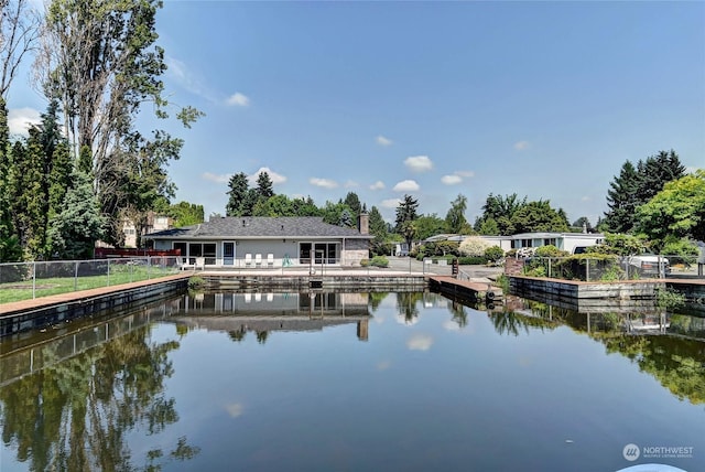 exterior space featuring a water view