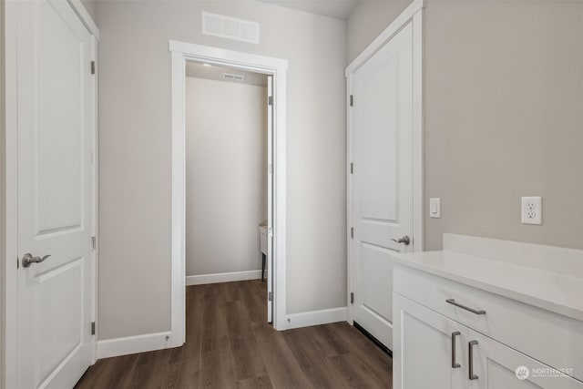 hall featuring dark hardwood / wood-style flooring