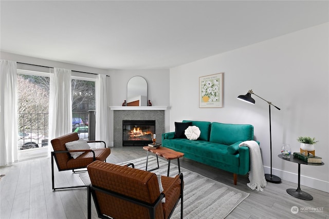 living room featuring light hardwood / wood-style flooring