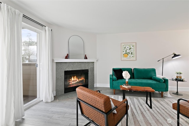 living room with light wood-type flooring