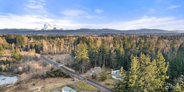 birds eye view of property with a mountain view