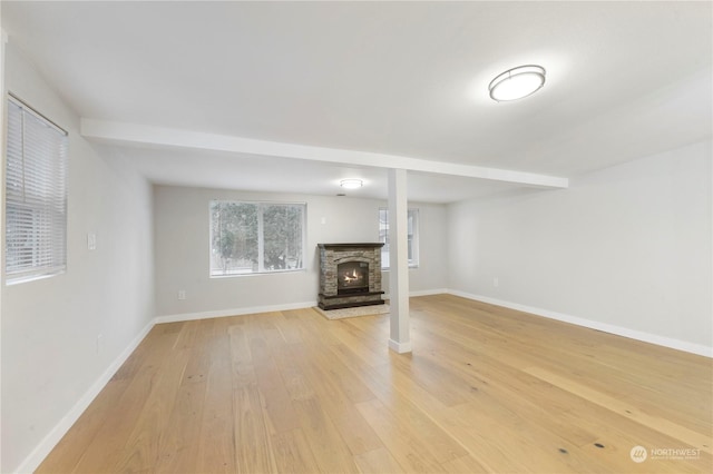 unfurnished living room with light hardwood / wood-style floors