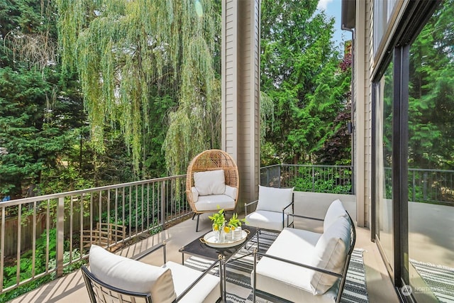 balcony featuring an outdoor living space