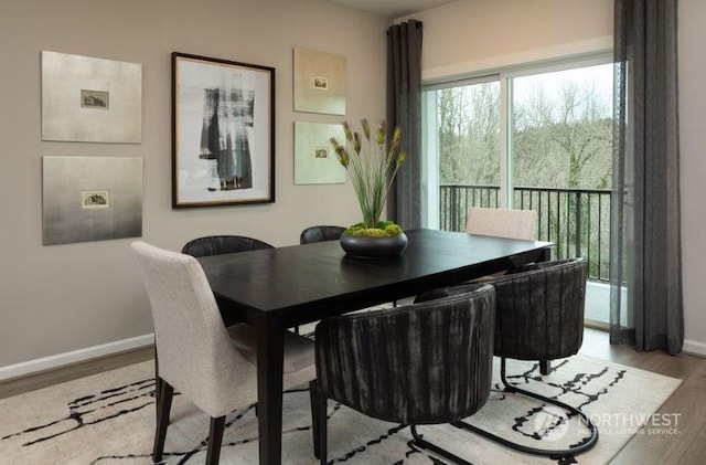 dining room with light hardwood / wood-style floors