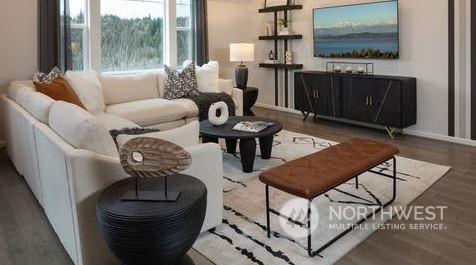 living room with hardwood / wood-style floors