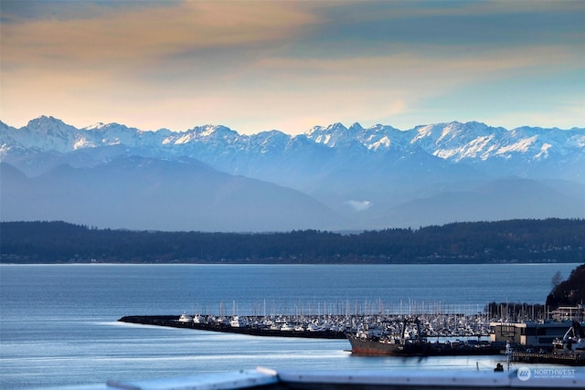 water view with a mountain view