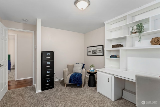 view of carpeted home office