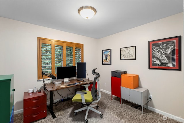 view of carpeted office space