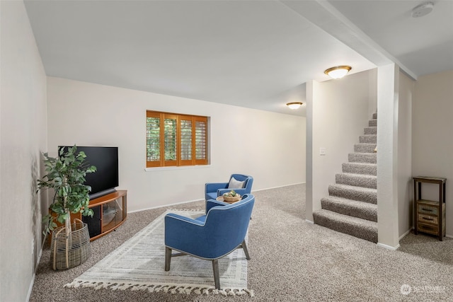 living room with carpet flooring