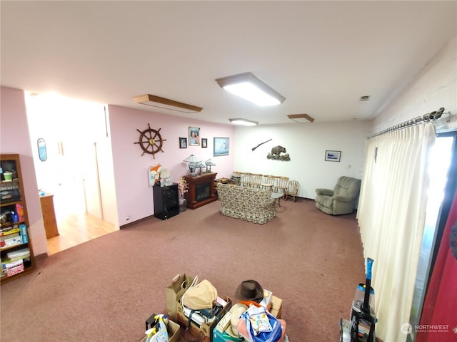 living room with carpet floors