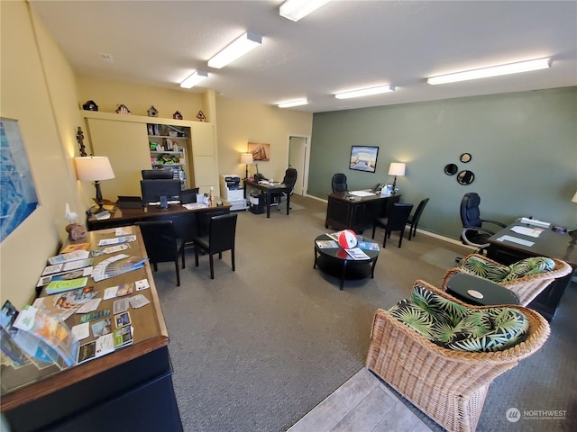 view of carpeted office space