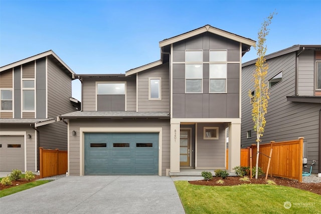 contemporary house with a garage