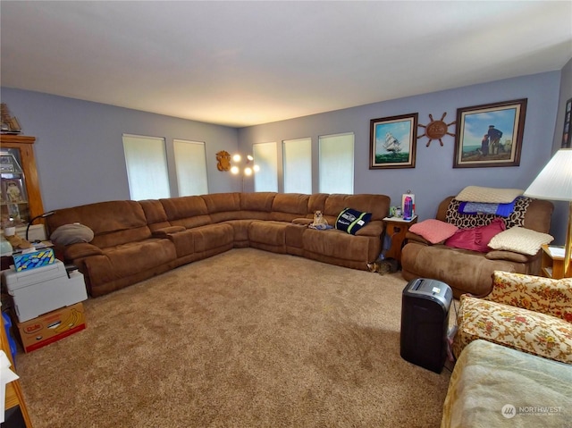 living room with carpet floors