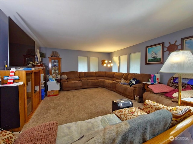 living room with carpet flooring